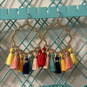 Camila Coelho Gold & colorful Rainbow Tassel Earrings